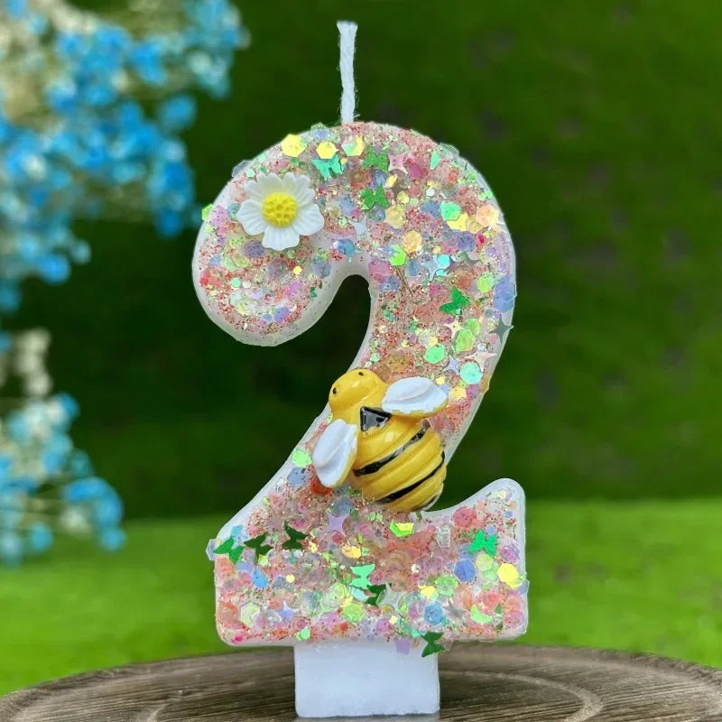 Party 0-9 Number Digital Birthday Candle Cake Decoration New Year's Eve Creative Bee and Wasp Decorative Candles Birthday Cake Peaceful Pleasures Health and Wellness 2
