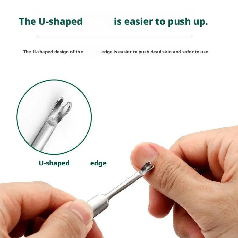 Cuticle Pusher Professional Stainless Steel Nail Cuticle Remover Callus Dead Skin Fork Nail Manicure Pedicure Tools Peaceful Pleasures Health and Wellness