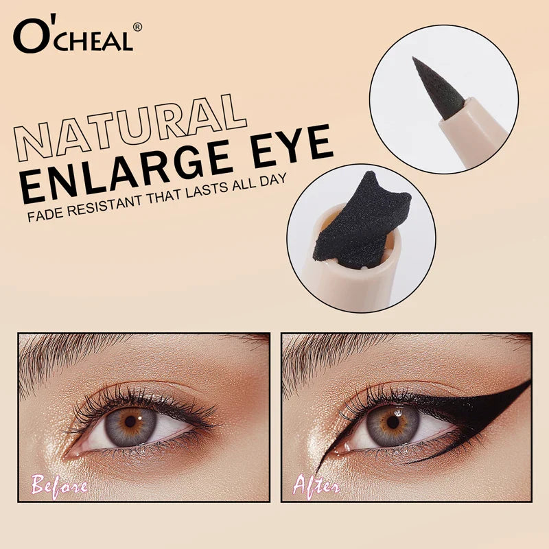 O'CHEAL 3-in-1 Stamp Eyeliner Pen – Waterproof & Long-Lasting