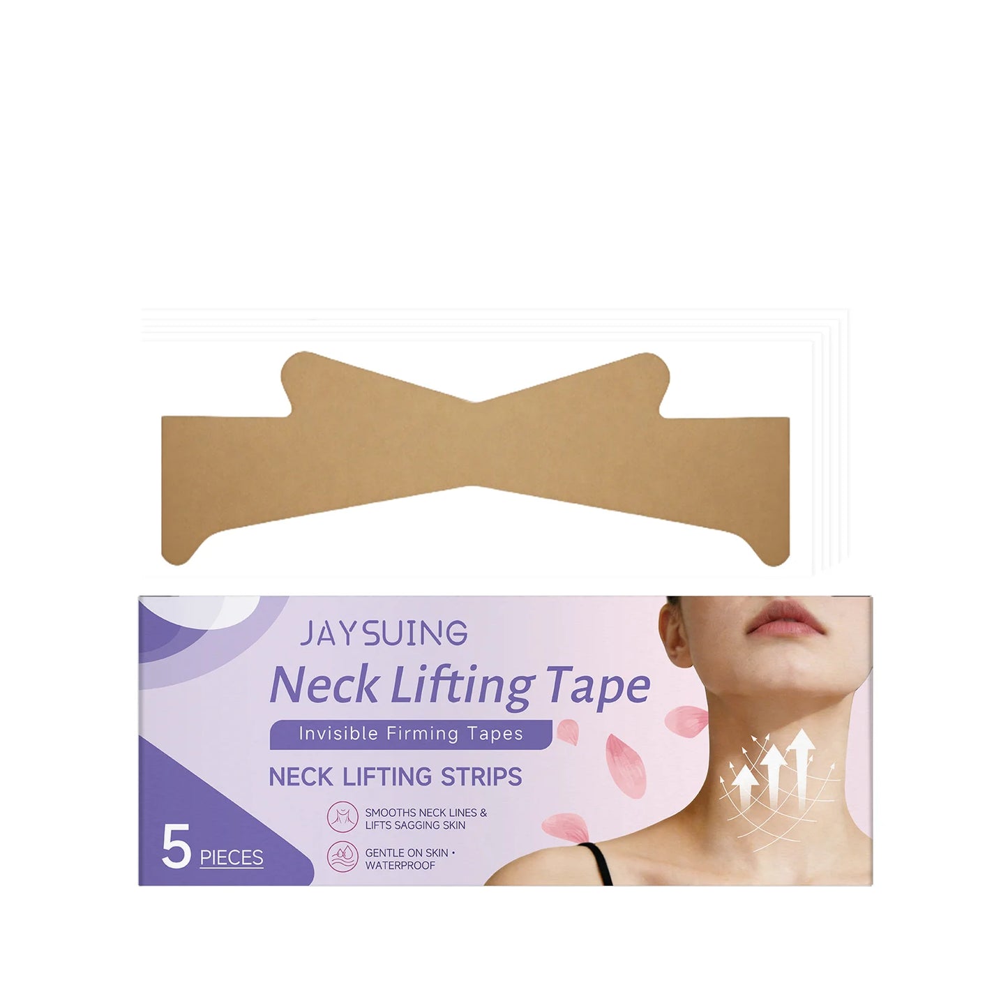 Jaysuing Collagen Neck Mask Reduce Neck Wrinkles Tightening Neck Contour Improve Rough Skin State Brighten Neck Liftng Patches Peaceful Pleasures Health and Wellness 5pcs Boxed