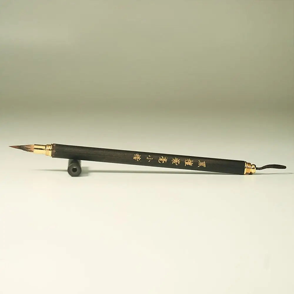 Calligraphy Brush Art Paint Brush Oil Painting Chinese Brushes Script Writing Brush Wolf Hair Crisperding Peaceful Pleasures Health and Wellness Ebony wood