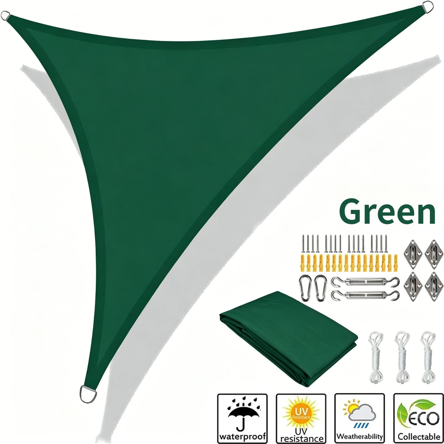 Waterproof Triangle Shade Sail UV Canopy 5x5x5 / 5x5x7M