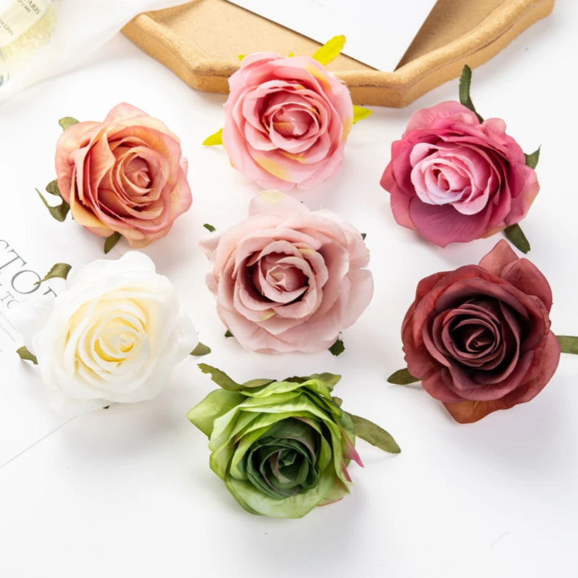 Artificial Silk Rose Heads 5/10pcs | Wedding & Home Decor