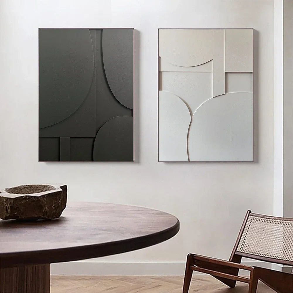 Nordic 3D Geometric Abstract Canvas Wall Art | Minimalist Print