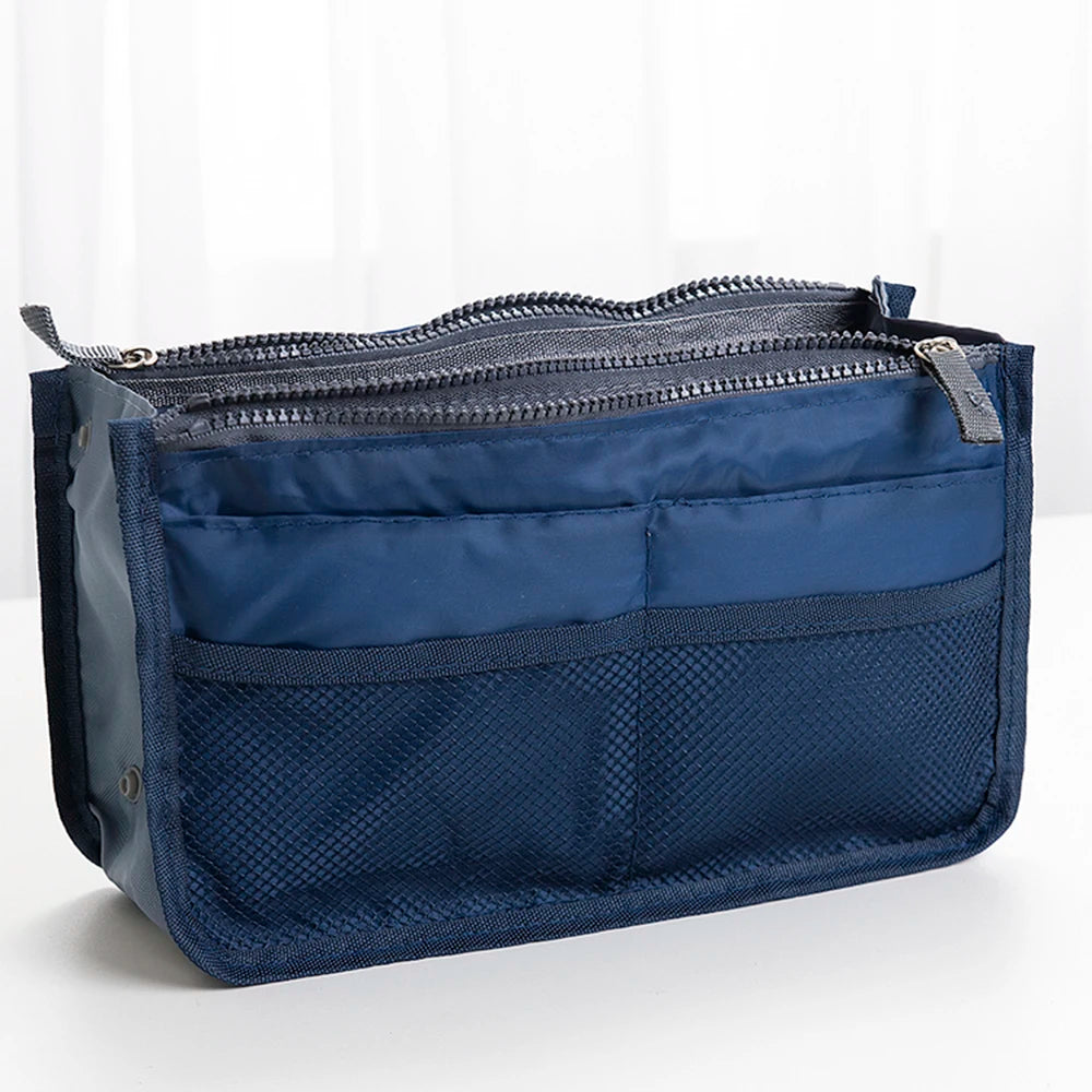 Nylon Women Cosmetic Organizer Bag Travel Foldable Large Capacity Handbag Insert Makeup Tote Liner with Travel Insert Organizer Peaceful Pleasures Health and Wellness