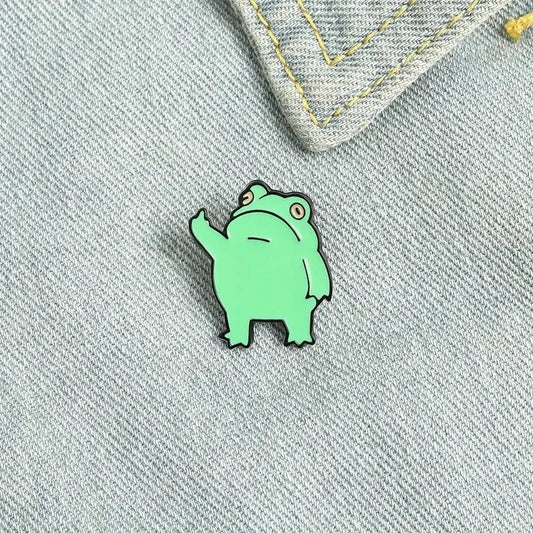 Funny Frog Middle Finger Zinc Alloy Brooch | Cartoon Pin Badge Novelty Brooch Pin Oasis Select