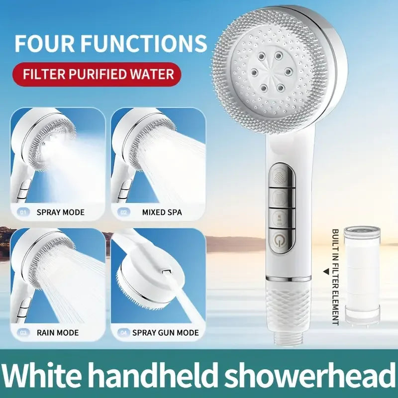 4-Speed Handheld Shower Head & Bracket Set | Rainfall Boost