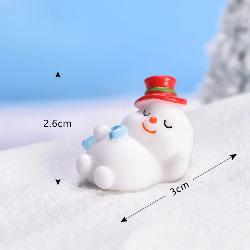 Mini DIY Resin Christmas Santa Snowman Figurine Micro Landscape Model Miniature Garden Figurine New Year Home Ornament Decor Peaceful Pleasures Health and Wellness 2