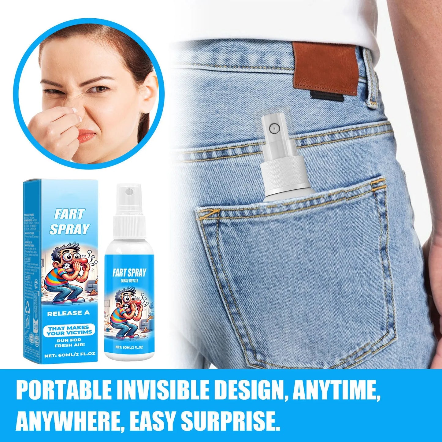 60ml Fart Spray Prank Joke Plastic Fart Gag Spray Party Supplies Spoof Odor Spray for Adults Kids Non Toxic Halloween Funny Toys Peaceful Pleasures Health and Wellness