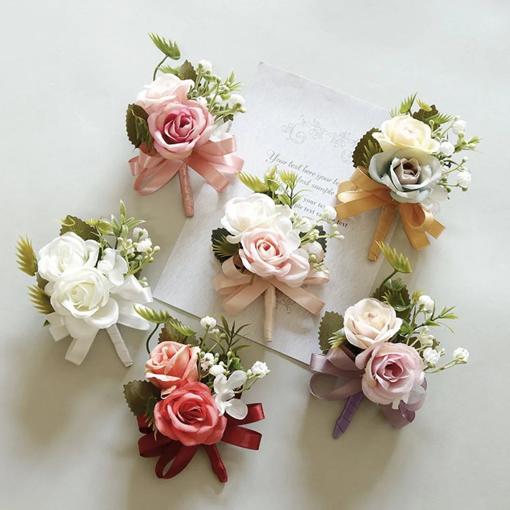 Artificial Fabric Corsage & Wrist Flower | Satin Wedding