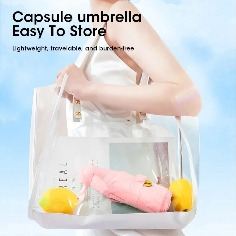 Mini Capsule Travel Umbrella Windproof Sun Rain Proof UV Protection Portable Compact Lightweight for Women Men Peaceful Pleasures Health and Wellness