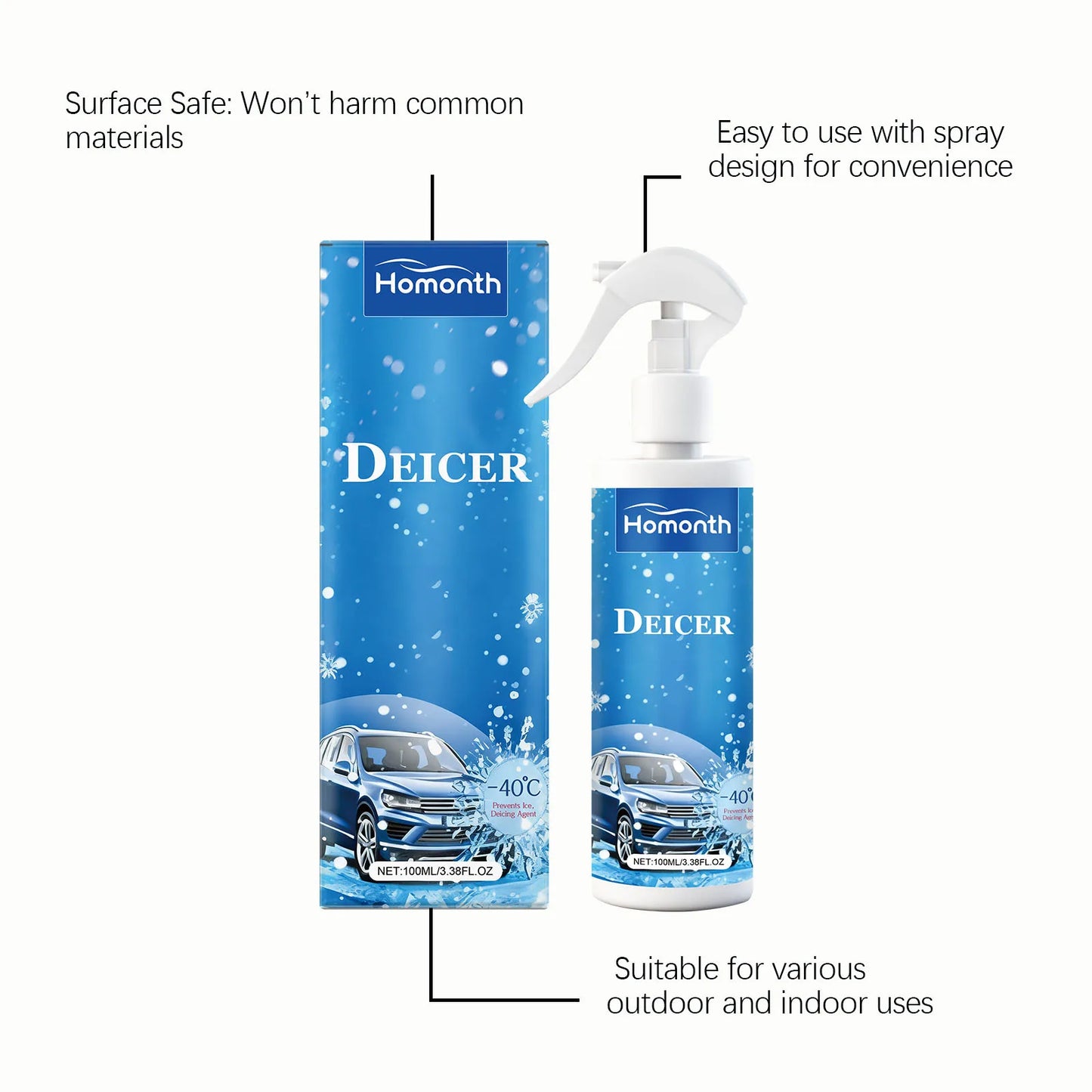 Car Windshield Deicer Spray – Instant Ice & Frost Remover