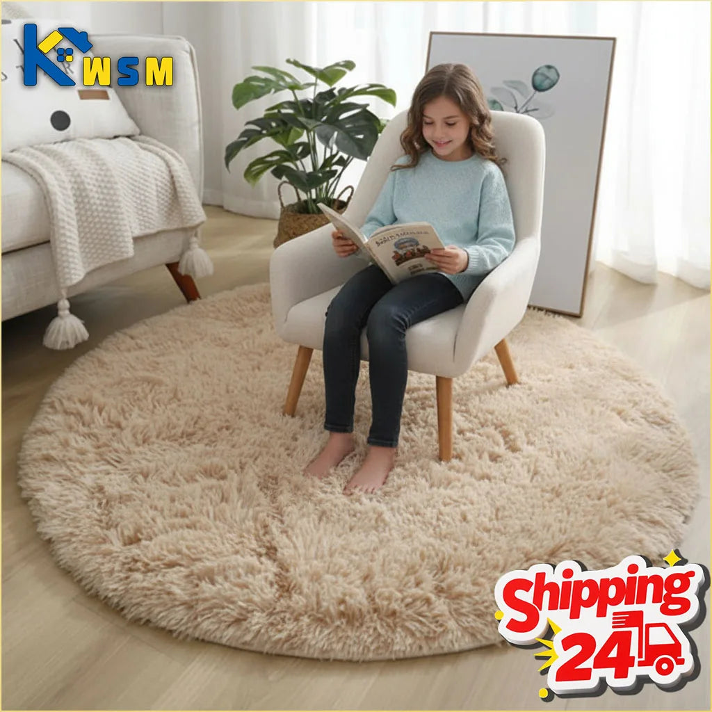 Super Soft Fluffy Round Plush Rug | Living Room & Bedroom Décor