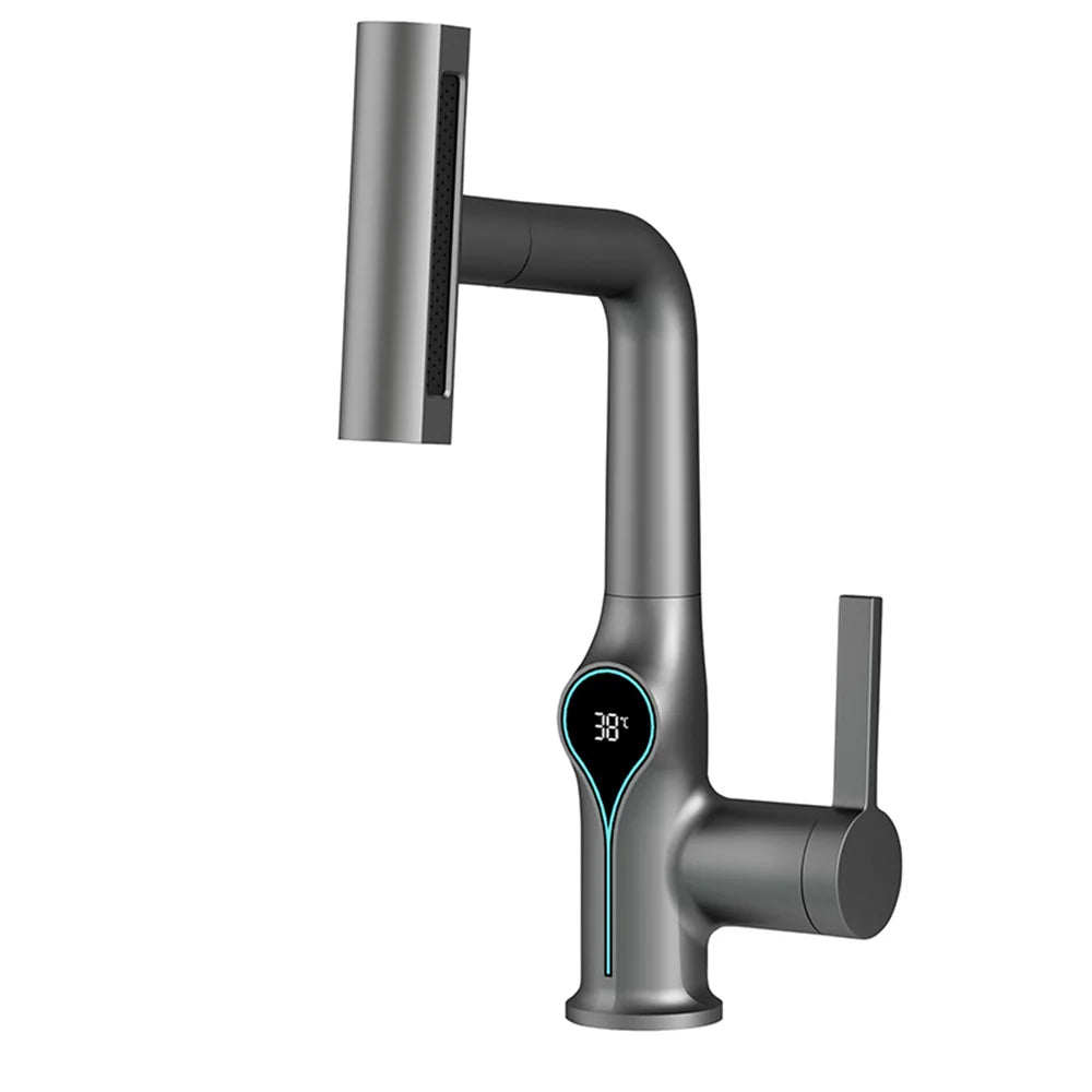 AOGUTU Waterfall Basin Faucet Digital Temp Display Mixer Tap