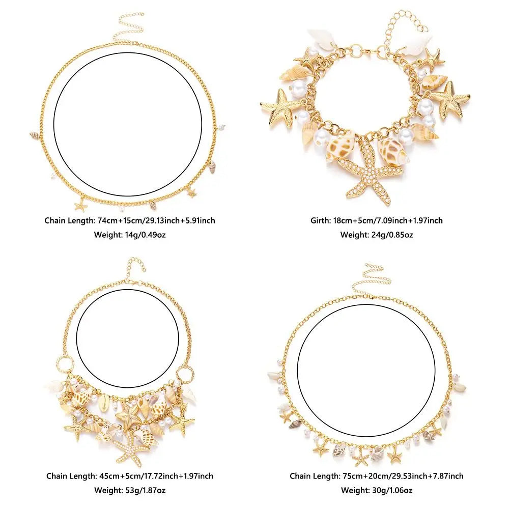 Bohemian Beach Jewelry Set – Starfish Necklace & Waist Chain