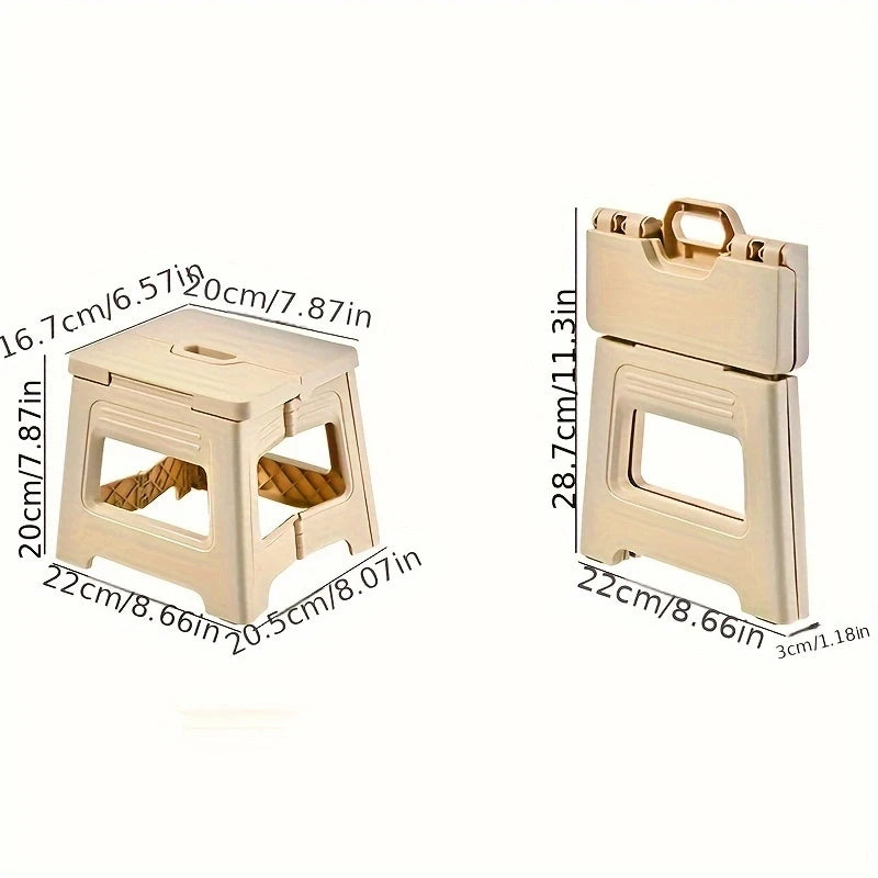 Lightweight Folding Step Stool – Non-Slip Plastic Kitchen Stool