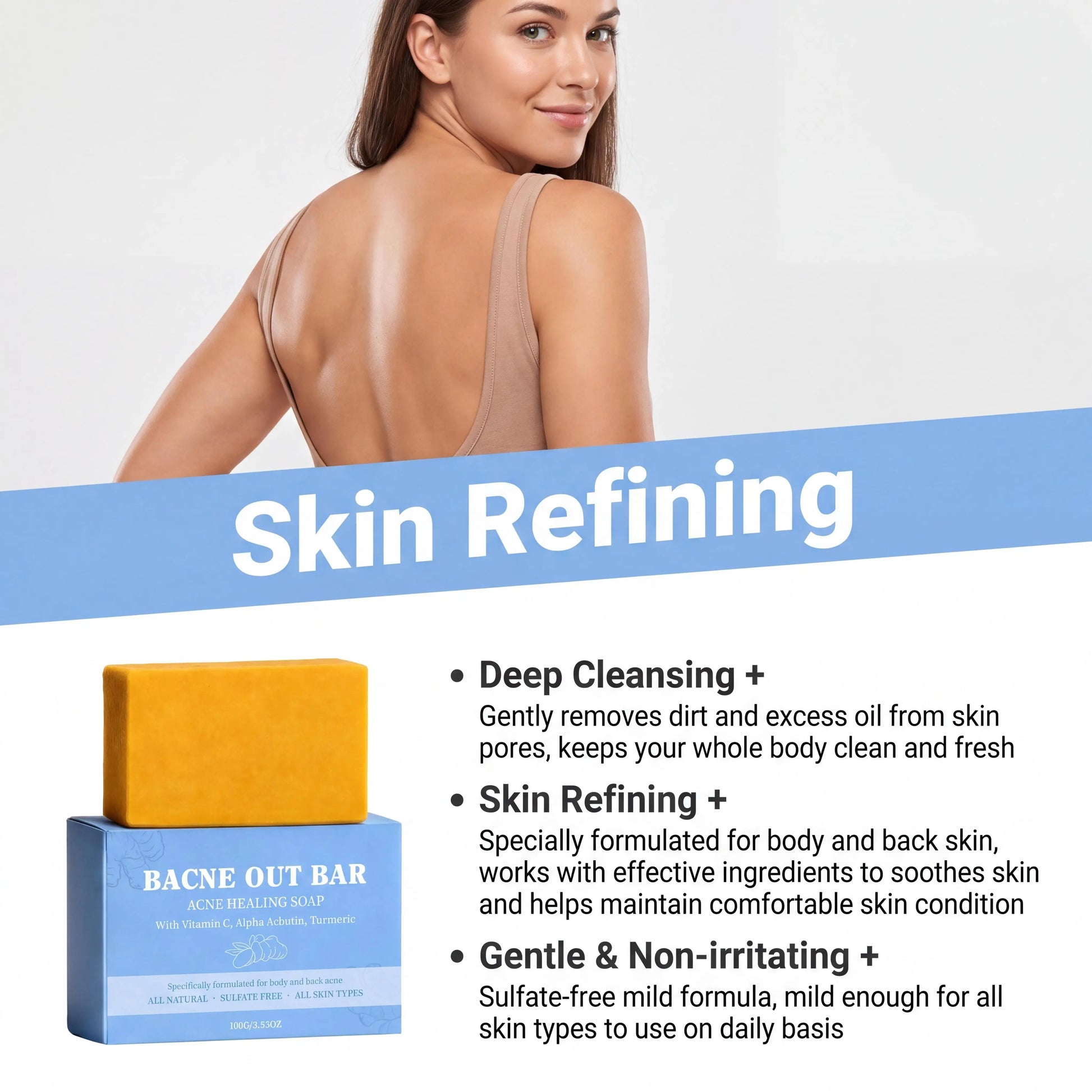 Exfoliating Body Cleansing Soap Eliminate Back Pimples Fade Acne Marks Deep Clean Dirt Oil Control Turmeric Exfoliate Soap Bar Peaceful Pleasures Health and Wellness