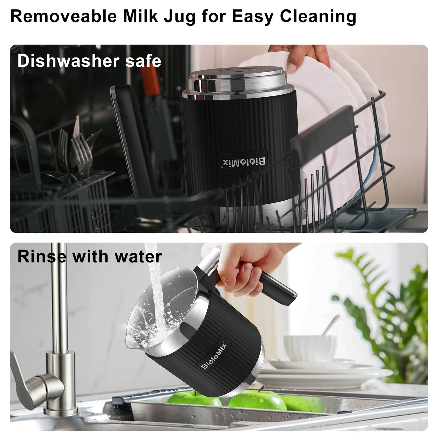 BioloMix 5-in-1 Detachable Milk Frother & Steamer 500W Milk Frother Peaceful Pleasures Health and Wellness