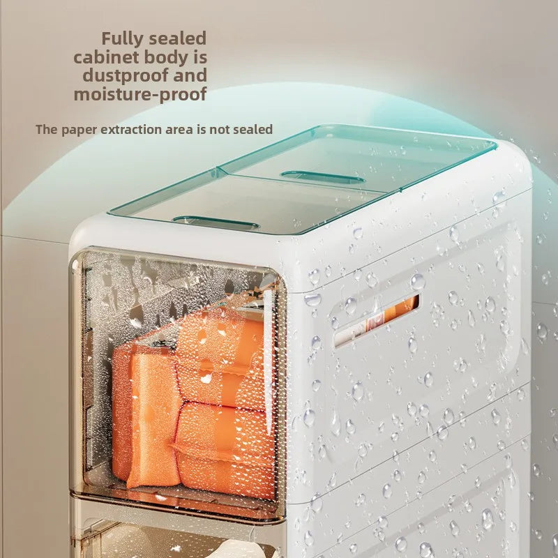 Narrow Gap Storage Cabinet with Sliding Drawers Waterproof Organizer for Bathroom & Kitchen, Multi-Layer Shelf for Tight Spaces Peaceful Pleasures Health and Wellness