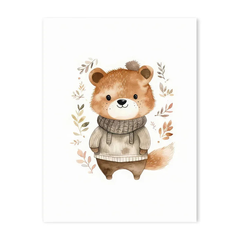 Cute Animal Canvas Wall Art for Kids Bedroom & Nursery