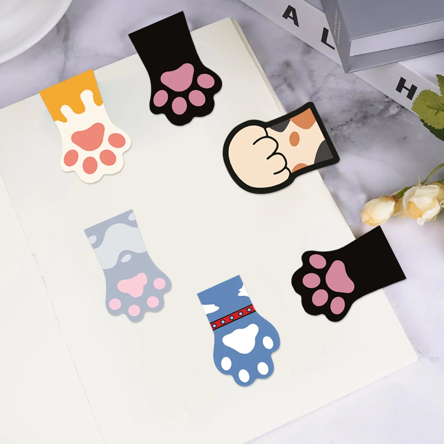 Magnetic Bookmark Adorable Cartoon Cat Paw Cloud Design Foldable