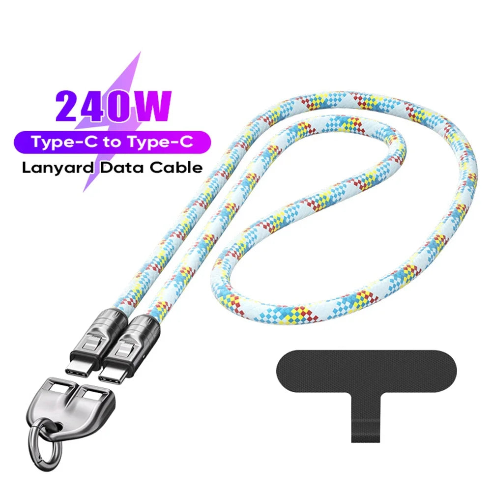 2-in-1 USB-C Lanyard & 240W Fast Charging Cable | PD Zinc Alloy