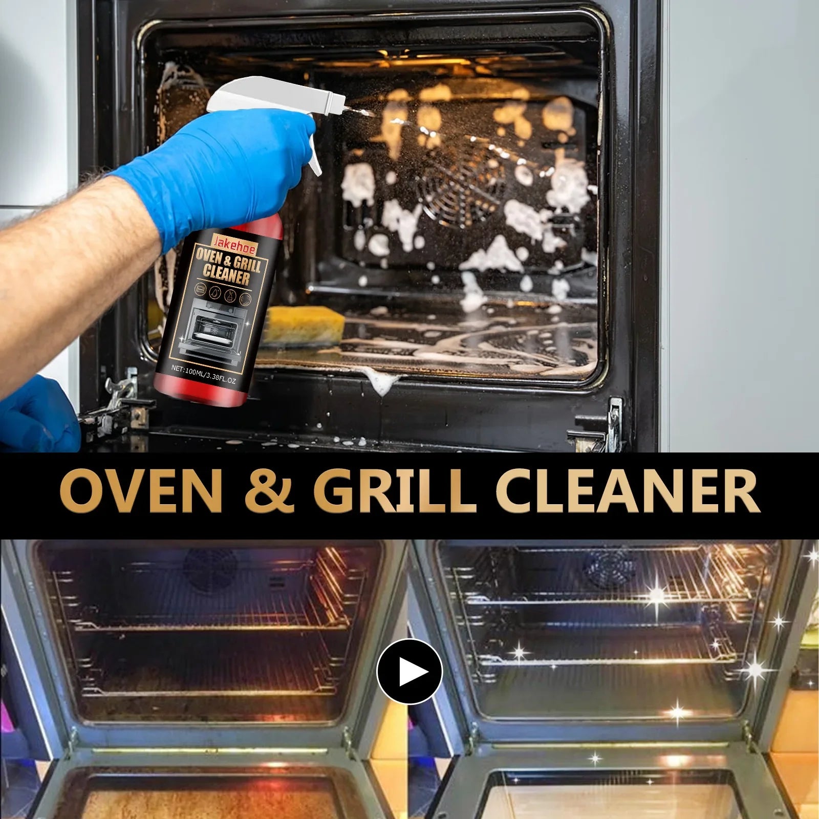 JAKEHOE Oven & Stove Foam Cleaner – Grease & Grime Remover 100ml Oven Foam Cleaner Oasis Select