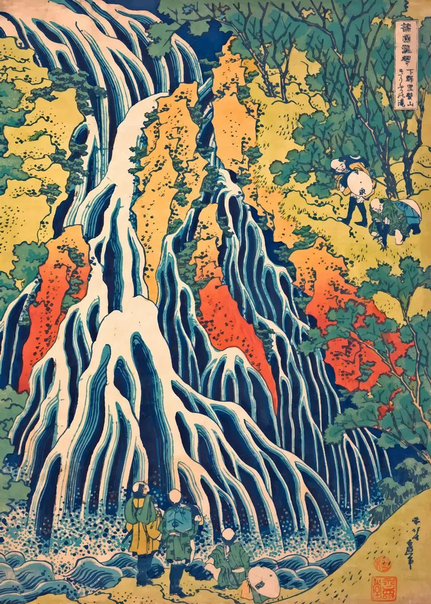 Hokusai Japanese Waterfall Ukiyo-e Canvas Wall Art Poster Canvas Wall Art Peaceful Pleasures Health and Wellness DM41-10 20x30cm Unframed