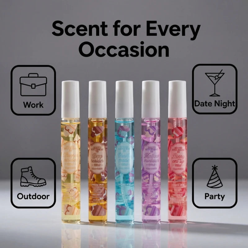 Gourmand Fragrance Spray Set 5-piece Vanilla Scent Perfume Kit Long-lasting Fresh Light Scents Portable Dating Eau De Toilette Peaceful Pleasures Health and Wellness