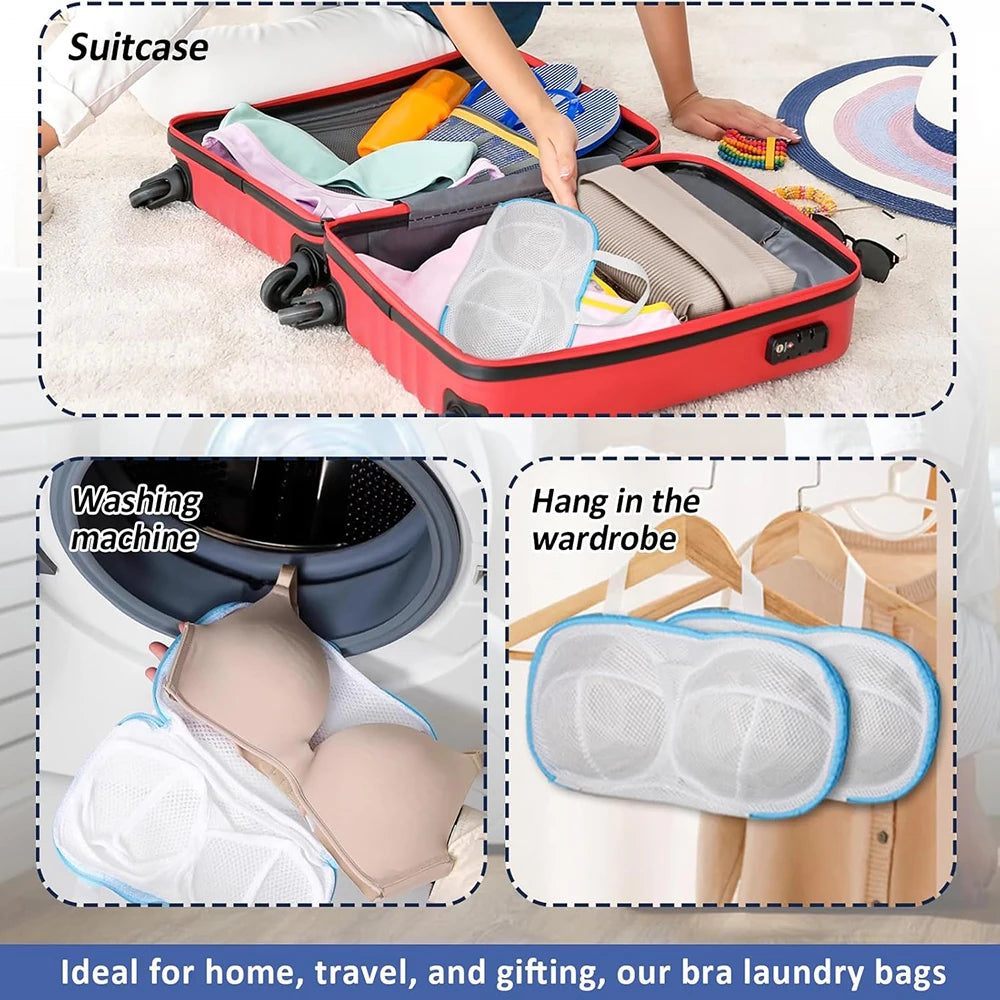 2 Pcs Bra Washing Bags for Laundry – 3D Protective Bracket Lingerie Wash Bag, Non-Deform Dryer Safe