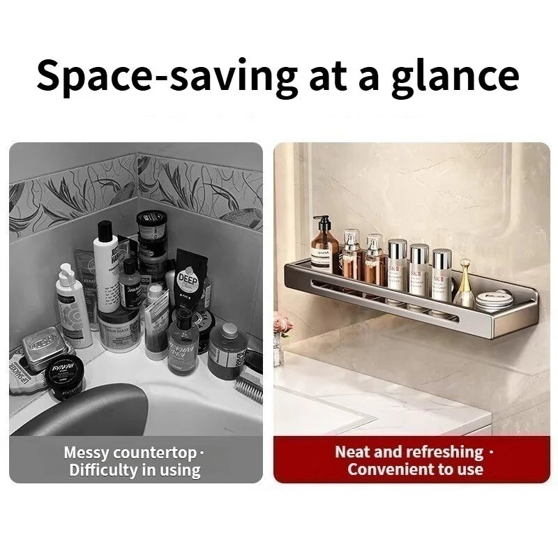No-Drill Bathroom Wall Shelf | Suction Cup Storage Rack