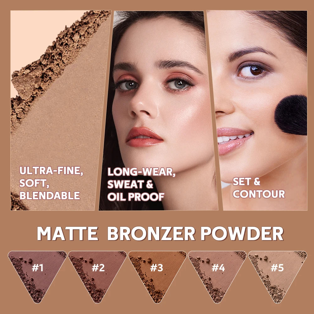 Lakerain Matte Bronzer Powder Long Lasting Makeup Effect Waterproof Sweatproof Setting Powder Oil Control Bronzer Face Makeup Peaceful Pleasures Health and Wellness