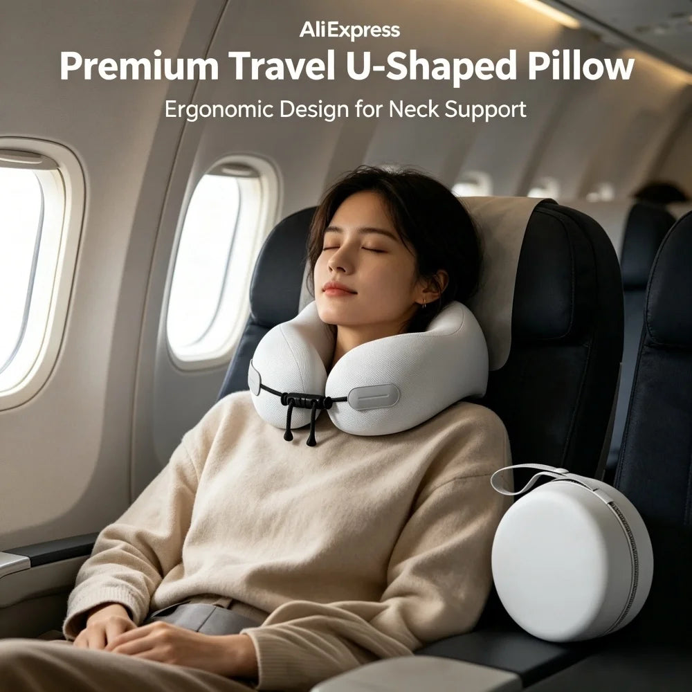 Memory Foam U-Shaped Travel Neck Pillow | Airplane & Office