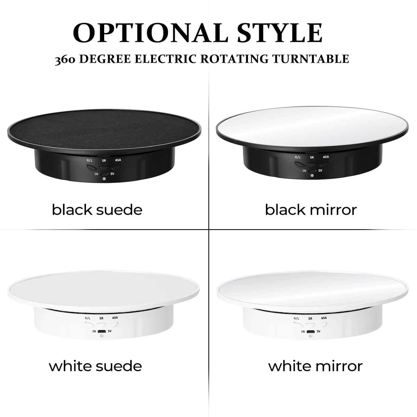 3 Speeds Electric Rotating Display Stand Mirror 360 Degree Turntable Jewelry Holder Battery for Photography Video Shooting Props Peaceful Pleasures Health and Wellness