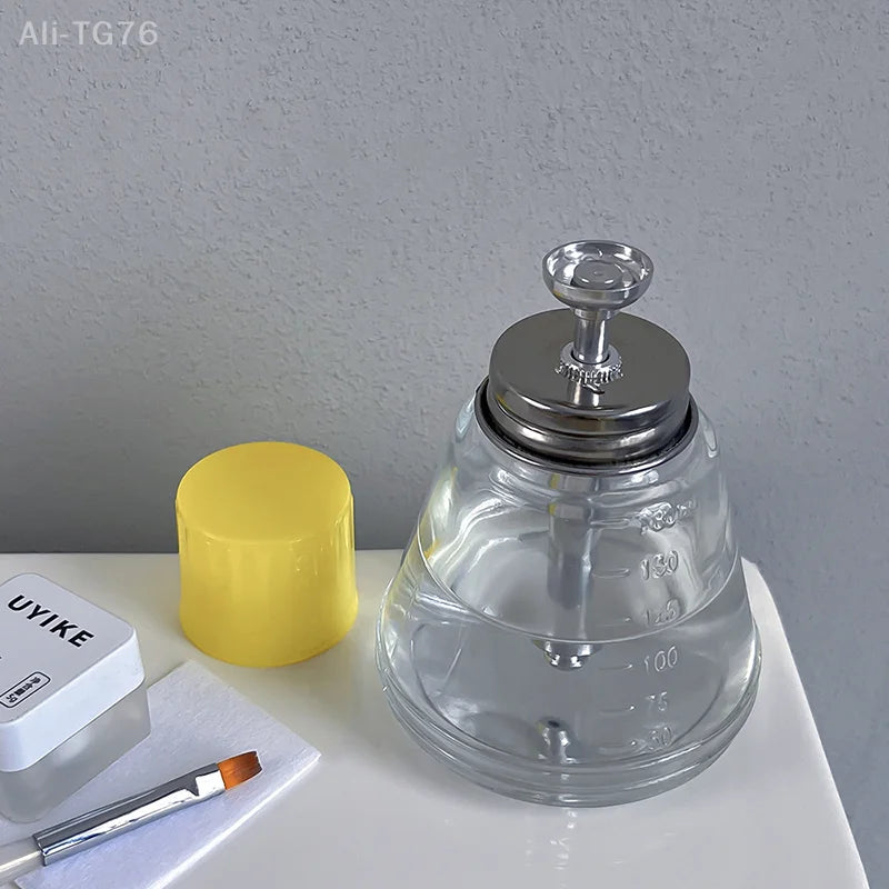 180ml Glass Pump Dispenser – Refillable Nail & Makeup Bottle
