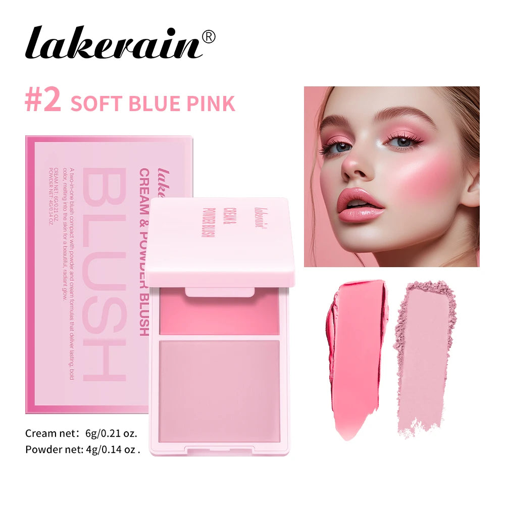 Cream&Powder Blush Palette Natural Long-lasting High Pigment Blush Makeup Contour Powder Beauty Peach Pink Korean Makeup Blush Peaceful Pleasures Health and Wellness 2 Soft Blue Pink
