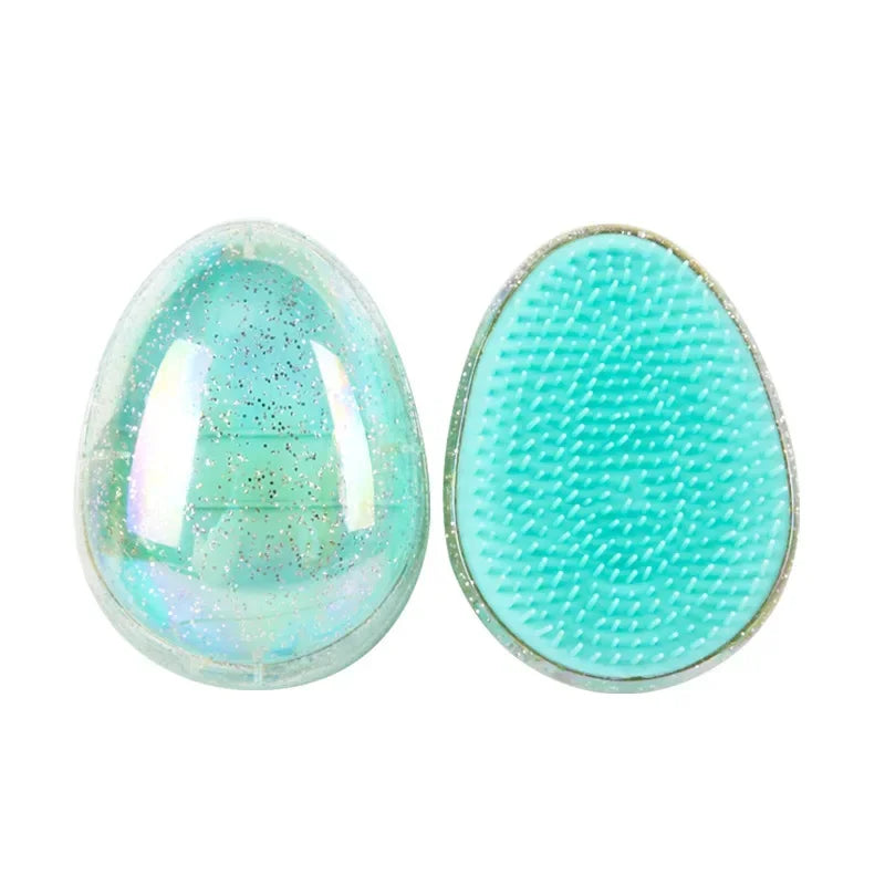Soft Hairbrush for Travel, Egg Round Shape, Detangling, 1PC Mini Tangle, Hair Styling, Hairdressing Comb Peaceful Pleasures Health and Wellness green