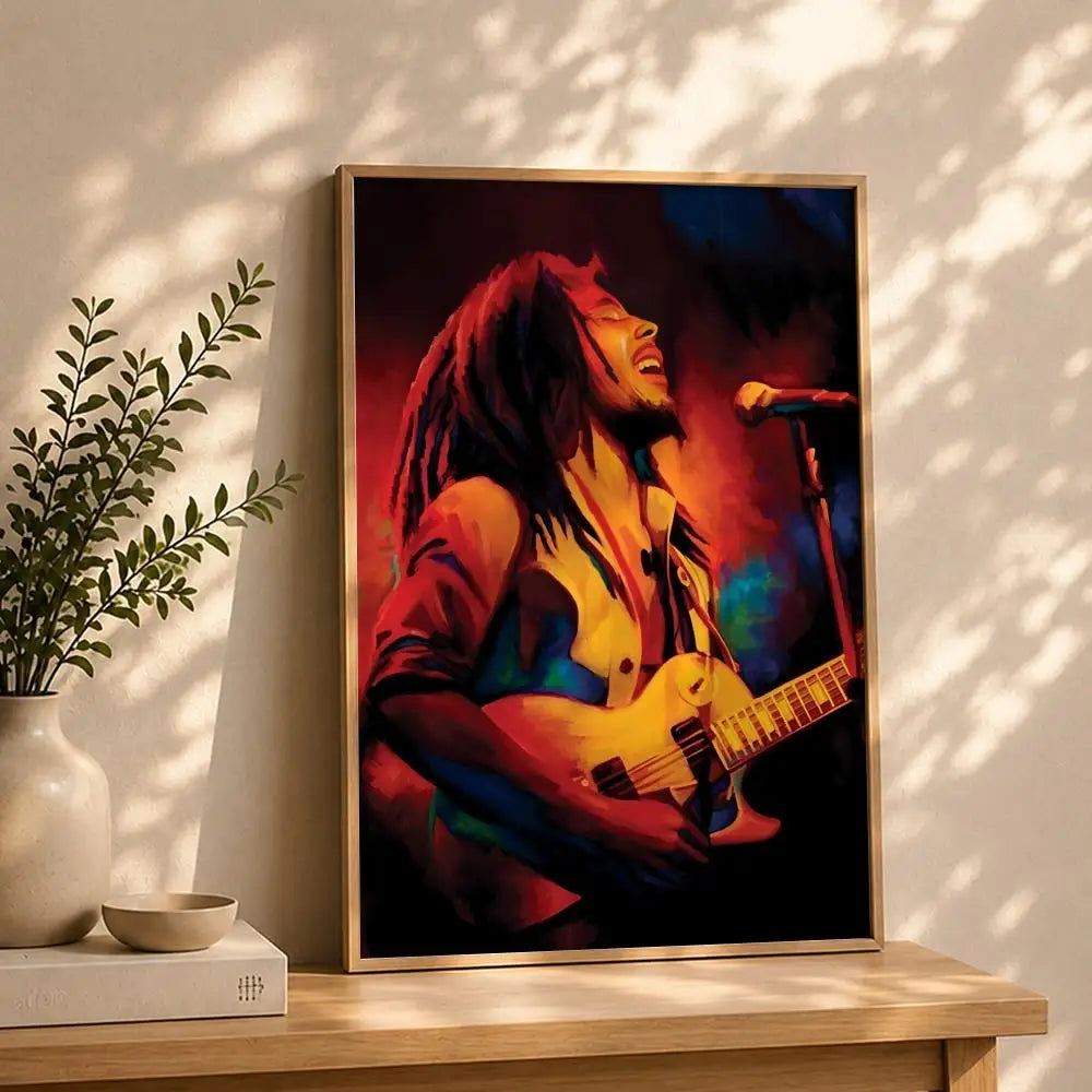 Bob Marley HD Self-Adhesive Waterproof Wall Poster | Home & Dorm Wall Art Poster Peaceful Pleasures Health and Wellness White14 40X50cmNoframe