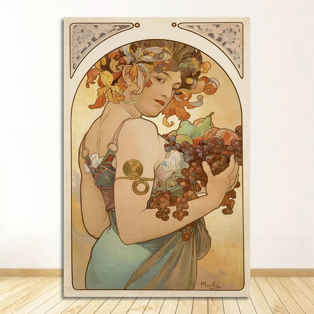 Alphonse Mucha Art Nouveau Vintage Canvas Wall Art Print