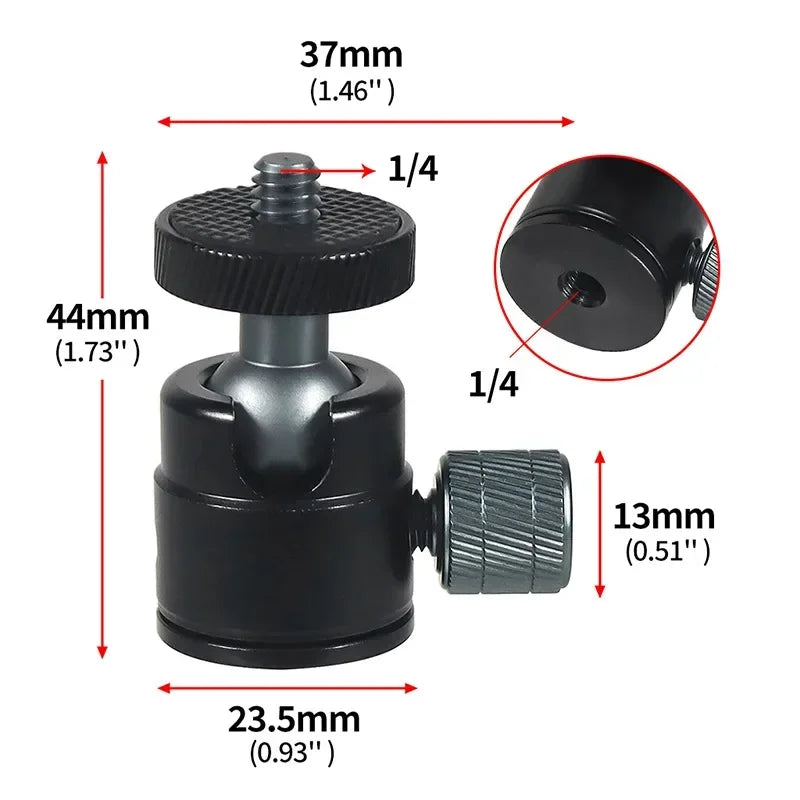 1/4 Screw Mount 360 Swivel Mini Ball Head for Canon Nikon Sony Camcorder DV LED Light Bracket DSLR Camera Tripod Ballhead Stand Peaceful Pleasures Health and Wellness black color