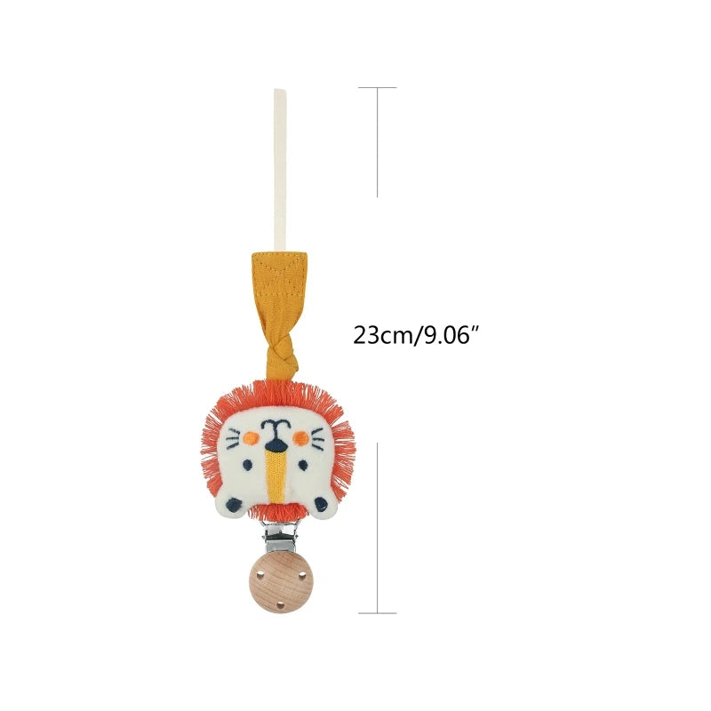 Baby Pacifier Chain Clip | Plush Animal Doll & Wooden Teether