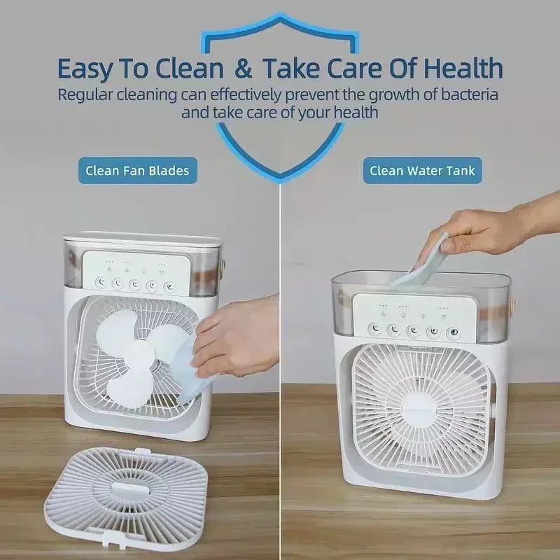 3-in-1 Portable Air Cooler Fan with Humidifier & LED Light