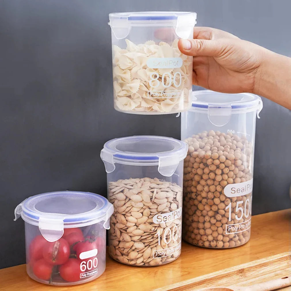 4-Piece Airtight Transparent Food Storage Jars | Kitchen Organizer
