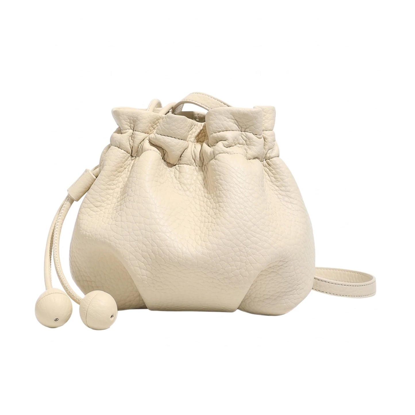 Women Drawstring Bucket Bag Large Capacity Soft Shoulder Crossbody Bag for Daily Use Peaceful Pleasures Health and Wellness WHITE