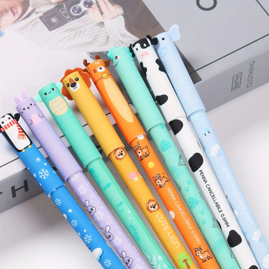 8-Pack Animal-Shaped Erasable Gel Pens | Journaling Gift Set Erasable Gel Pens Peaceful Pleasures Health and Wellness