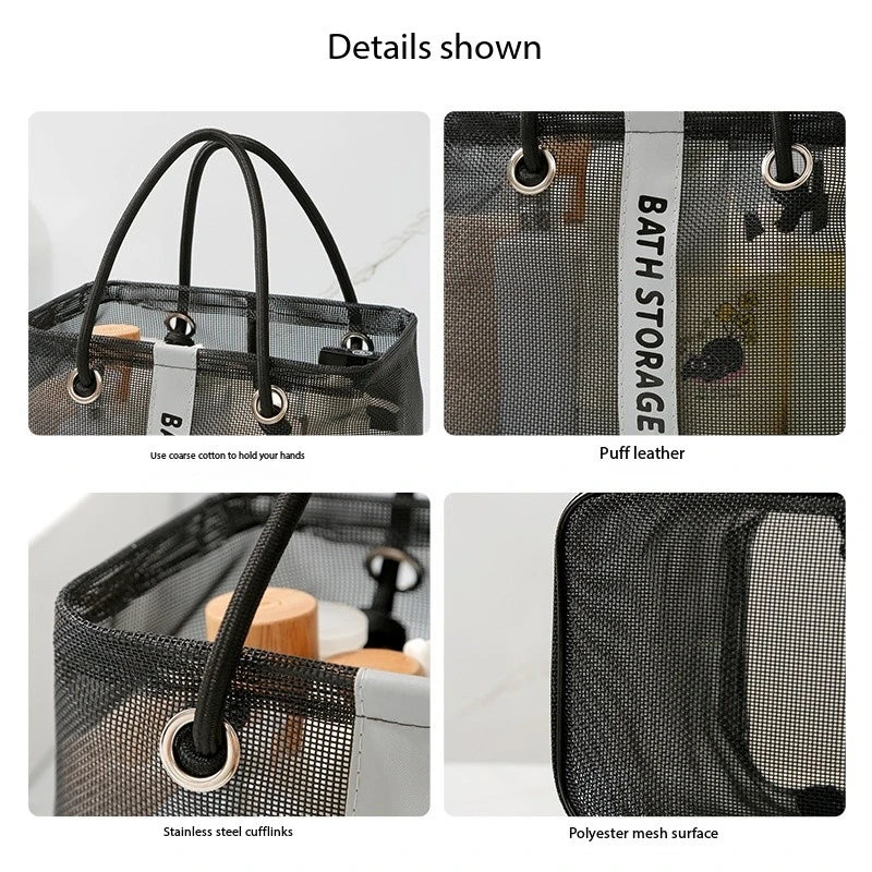 Collapsible Mesh Drain Basket 2in1 Travel Toiletry Swimming Organizer Large Portable Carry Handle Eco Friendly Storage Peaceful Pleasures Health and Wellness