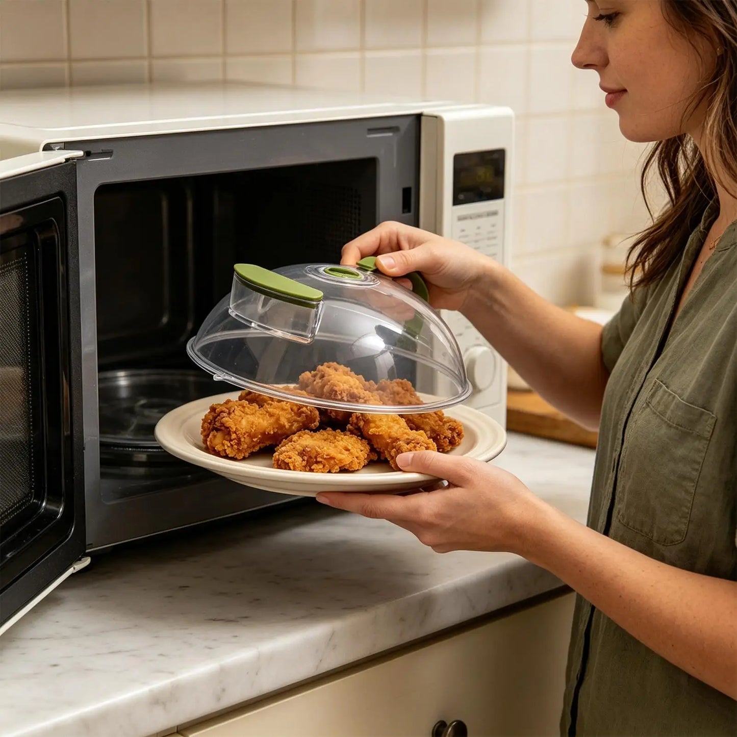 Microwave Food Cover 10.6" Splatter Guard with Steam Vent Lid