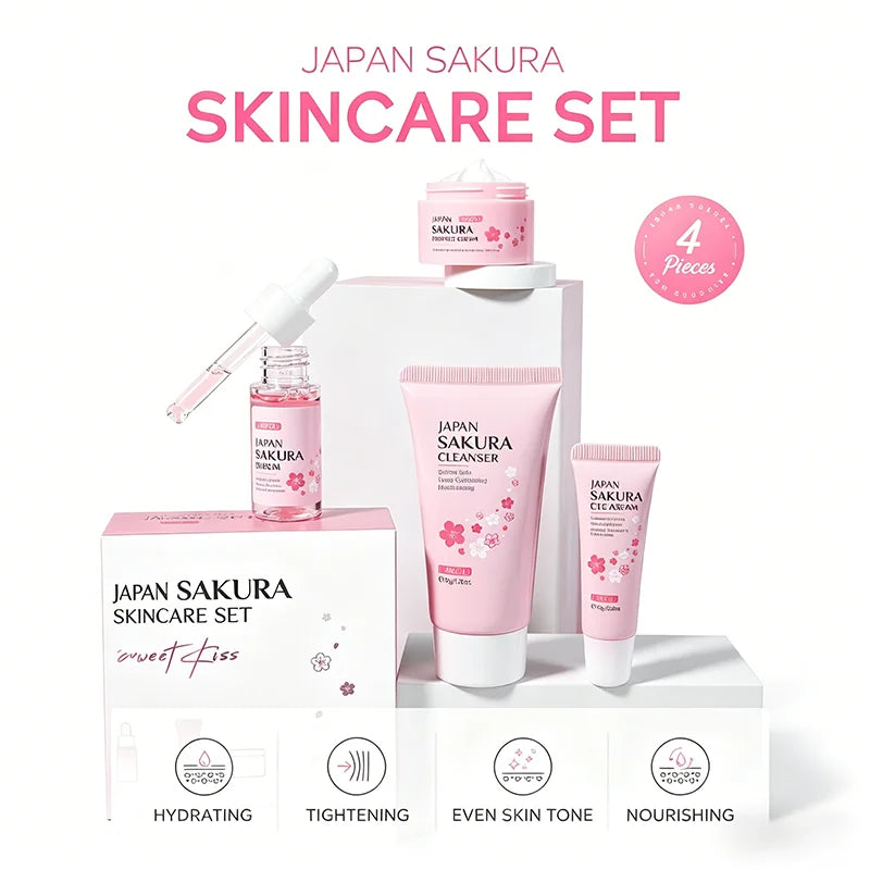 Laikou Sakura Skin Care Set – Cleanser, Serum, Eye Cream & Cream