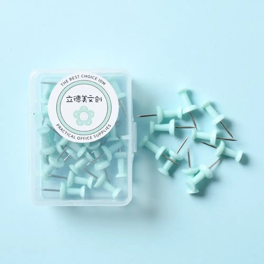 Portable Macaron Color Pushpin Thumbtac Fixing Pin Plastic Board Push Pin Small Fresh Thumb Tacks School Peaceful Pleasures Health and Wellness Green-S-40pcs-box