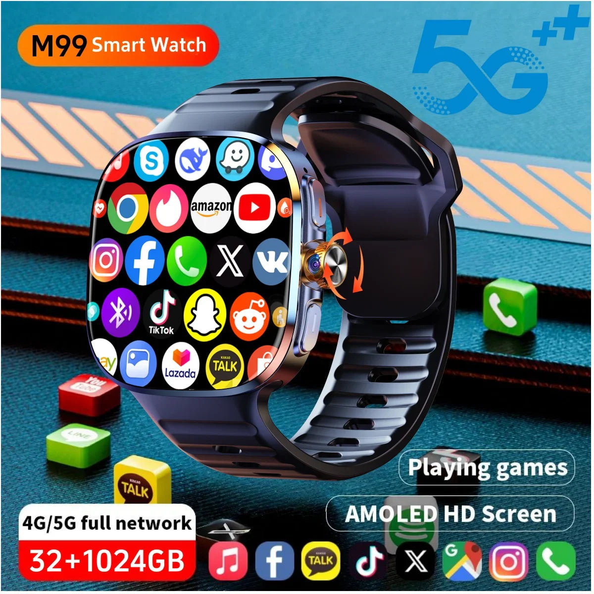 M99 4G Android Smart Watch | SIM Card, GPS, AMOLED, 8MP Camera